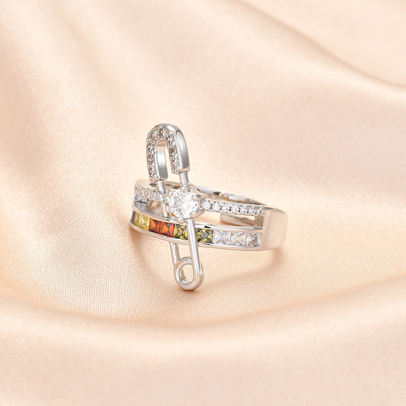 Wholesale Full diamond open paper clip ring